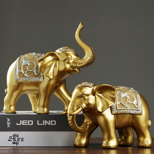 Украшения, поделки для украшения дома, счастливые слоны, современные легкие роскошные подарки, винные шкафы, офисная мебель из золотой смолы.