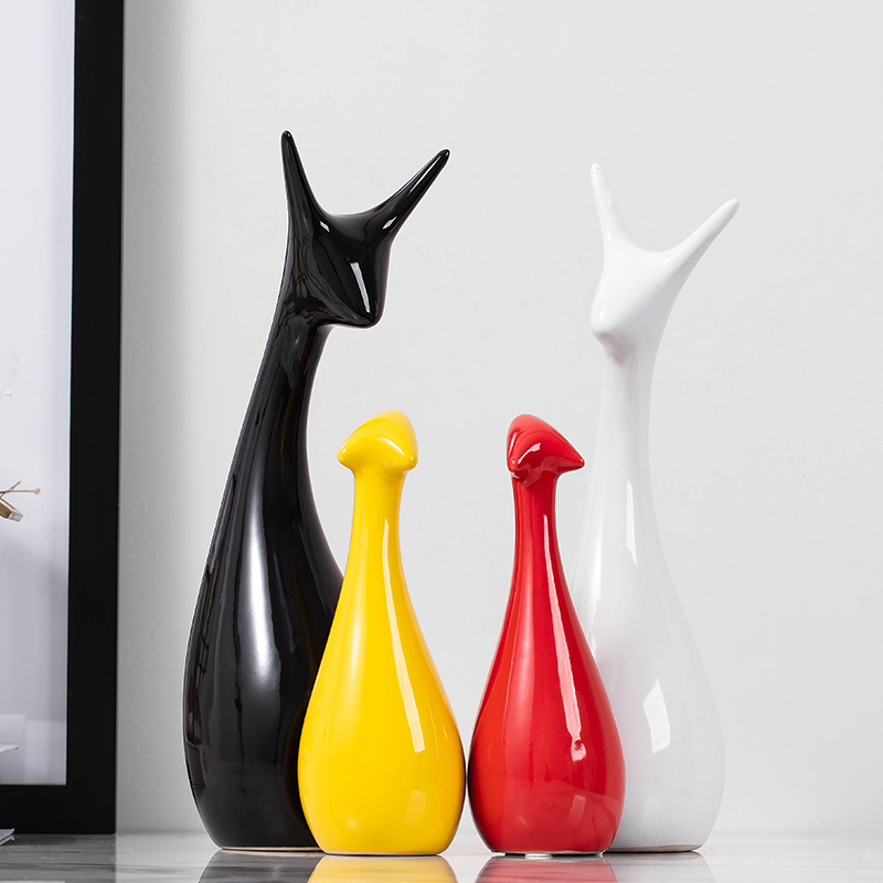 Modern simple new Chinese ceramics home decorations living room TV cabinet wine cabinet dining table fawn ornaments