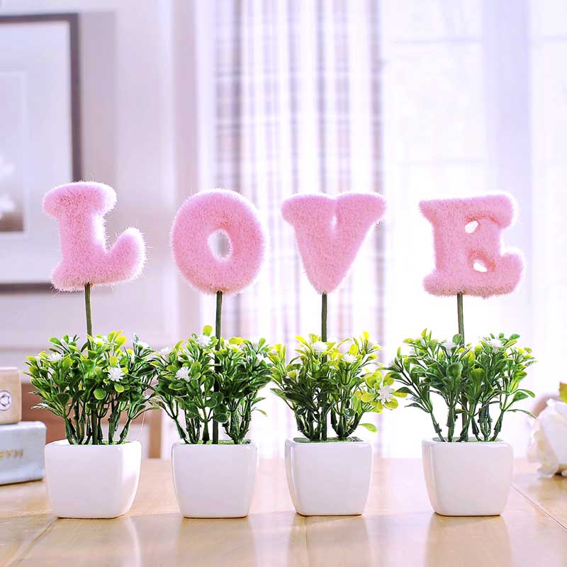 Simulation Fake Flower Dry Flower Bedroom Decoration Healing Department Small Swing Piece Room Adornment Tabletop LOVE Little Potted model-Taobao
