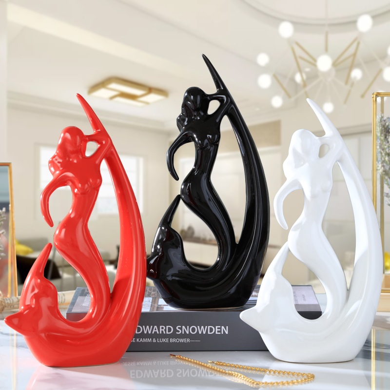 Creative Chinese Home Modern minimalist Living room Xuanguan Decorative TV Wine Cabinet Meior Fish Ceramic Crafts Pendulum-Taobao