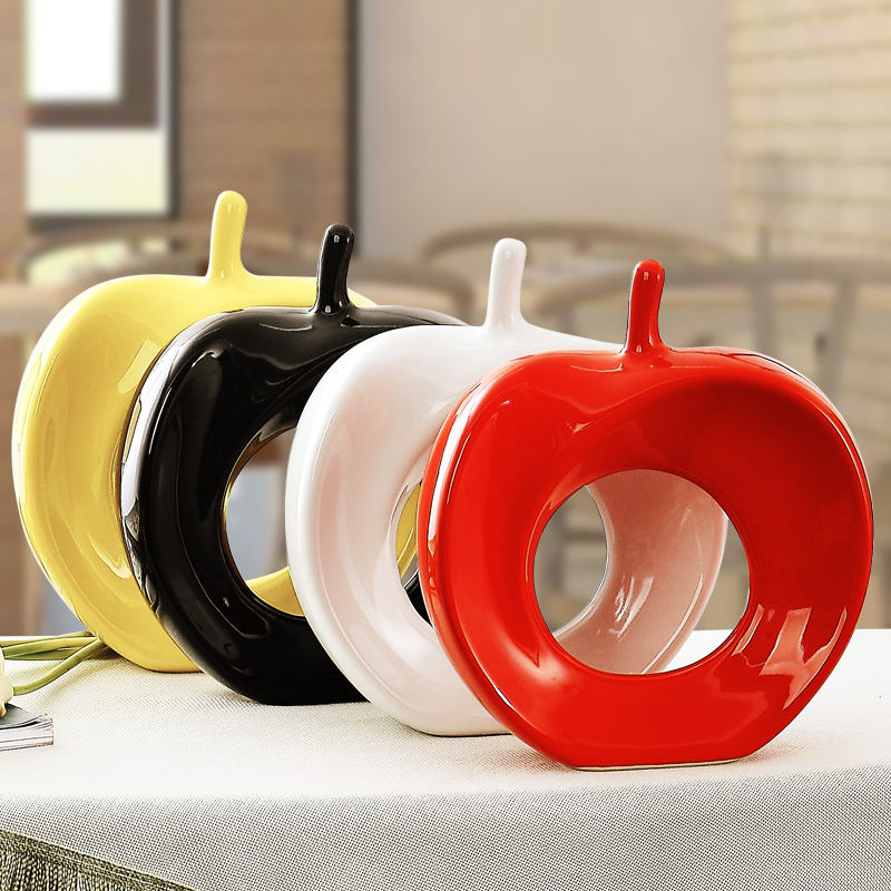 Home Residence Ornament Creativity Furnishing Ceramic Model Book House Decoration Pendulum Piece Wedding Gift Mini apple Ping An An-Taobao