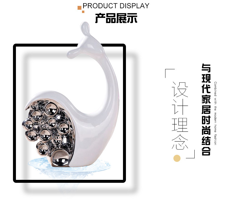 Jingdezhen creative wedding gifts home decoration ceramic handicraft furnishing articles TV ark, electroplating circle snails
