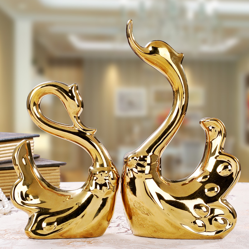 Creative Home Ceramics Crafts Decoration Wedding Gift TV Wine Cabinet Tabletop Living Room Eu Style Light Lavish Swansong-Taobao