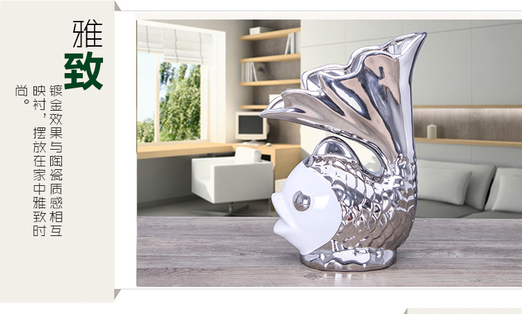 Creative decorations household decorates sitting room adornment furnishing articles Creative gift ceramics crafts silver couples to kiss fish