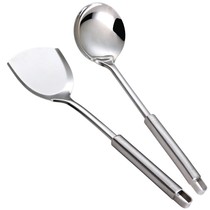 Stainless Steel Soup Spoon Leaking Spoon Kitchenware Suit Kitchen Saute Scoop Home long handle Anti-scalding Thickened Shovel pan Shovel Suit