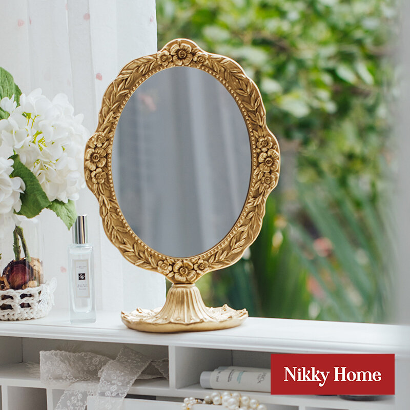 You can live in French carved mirror makeup mirror desktop without lamp desktop bedroom dressing table light luxury retro