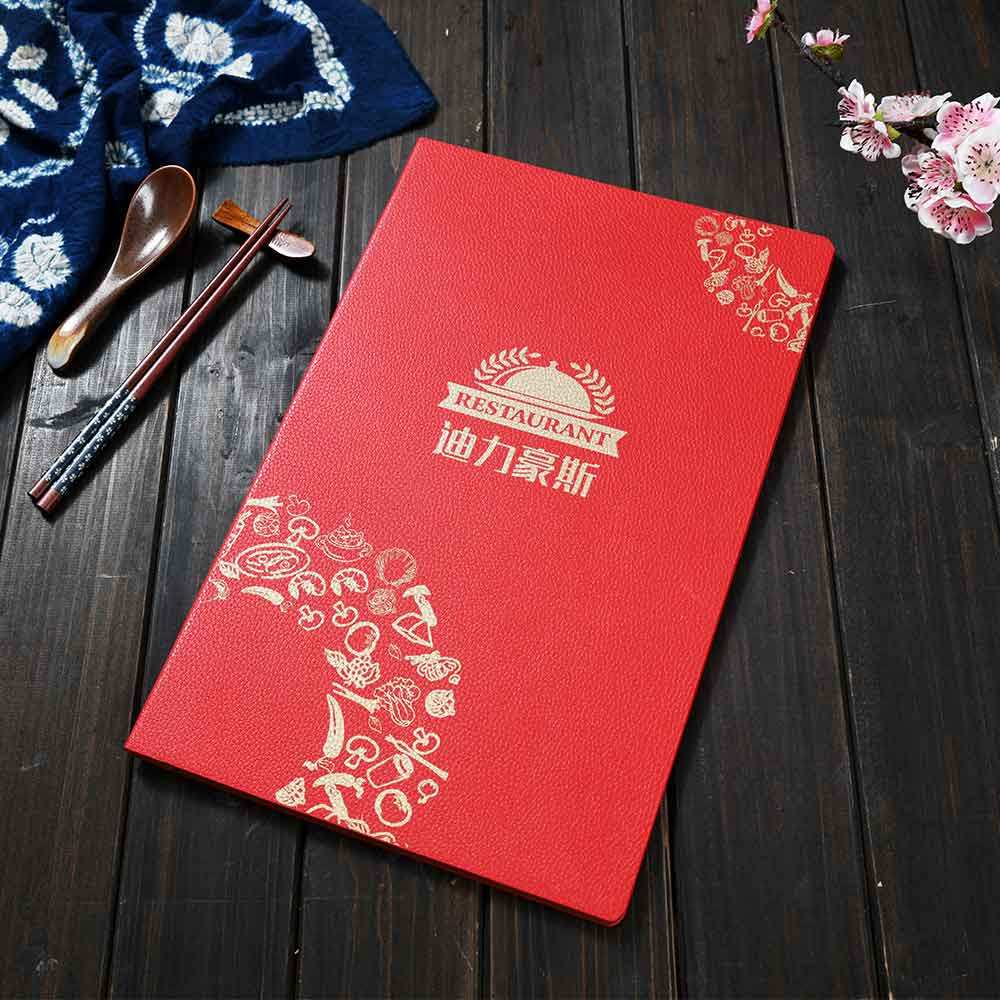 Hotel menu Design recipe custom design hardware menu menu menu menu leather surface finished oil resistant custom recipe Western dining room BBQ hot pot fish net red