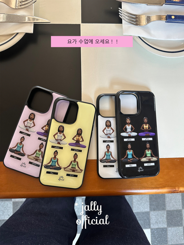 Jally Monday Niche Original Design Series "Come Take a Yoga Class! Series 17 Pro Max Black Edge Full-Cover Resin Case for iPhone 15 Pro, Unique Design, ins Style Jally Monday Niche Original Design Series "Come Take a Yoga Class! Series 17 Pro Max Black Edge Full-Cover Resin Case for iPhone 15 Pro, Unique Design, ins Style
