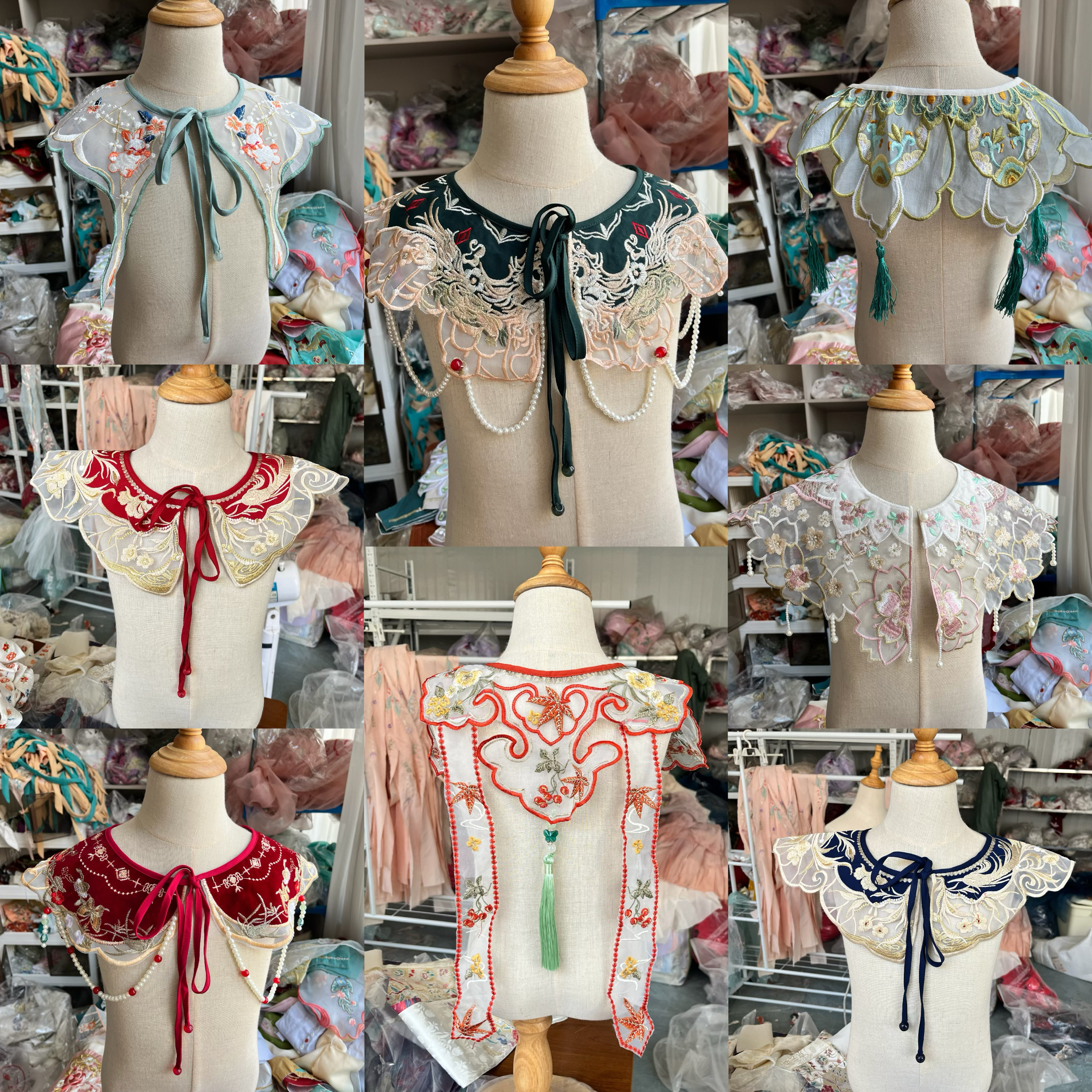 子供用クラウドショルダーコレクション - 送料無料特別オファー - 重厚な刺繍入り襟付き古代風漢服クラウドショルダー - 完成品クラウドショルダー