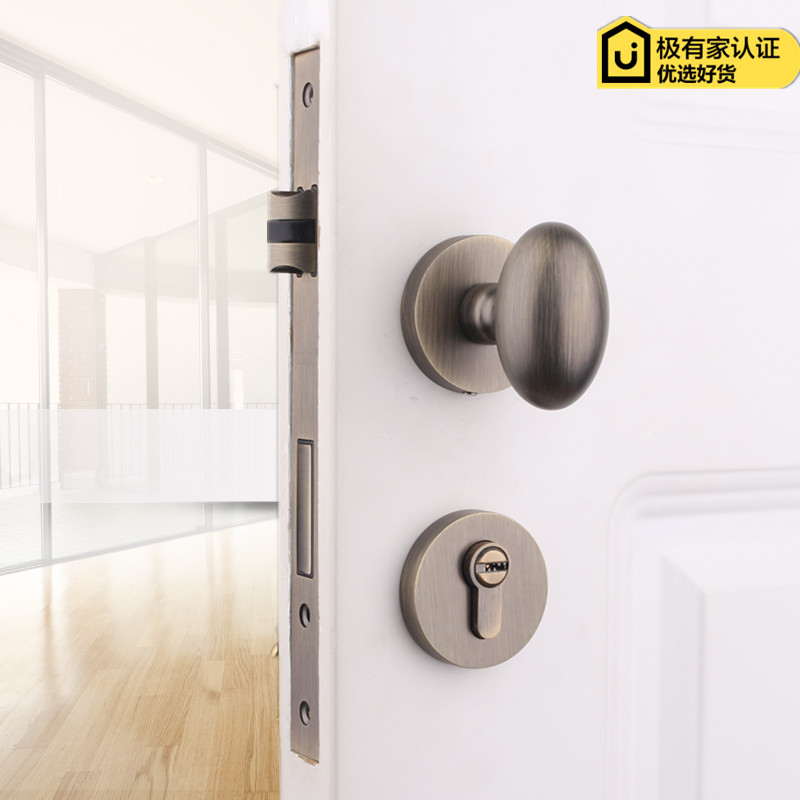 Ythyme American Indoor Room Door Lock Green Ancient Bronze Spherical Lock Nordic Bedroom Brief Antique Muted Door Lock