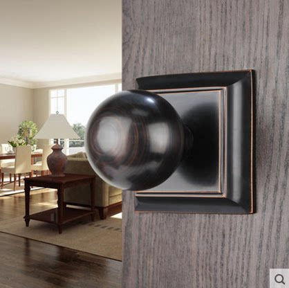 American Copper Lock American Black Spherical Lock Indoor Bedroom Room Door Lock Bathroom Lock Dressing Room Lock LP728-2