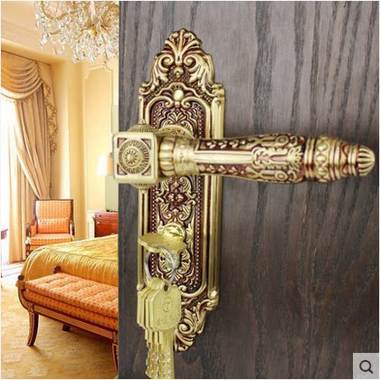 American copper lock indoor door lock bedroom door lock handle lock solid wood copper simple European modern American SM0702