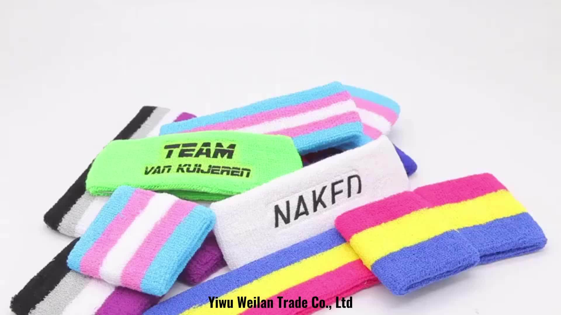 Custom Embroidery Cotton Terry Cloth Wrist Sweatband Fitness Tennis