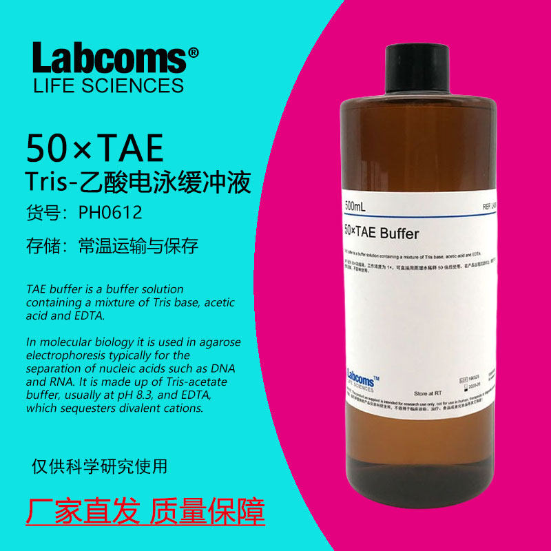TAE缓冲液 50X Tris乙酸电泳缓冲液 50&times; 核酸实验试剂 500mL