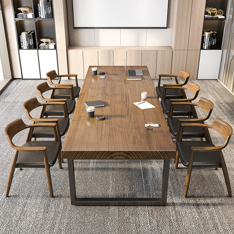 Solid Wood Meeting Table Long Table Desk Desk Negotiation Table And Chairs Composition Loft Desk Brief Modern Log Strip Table