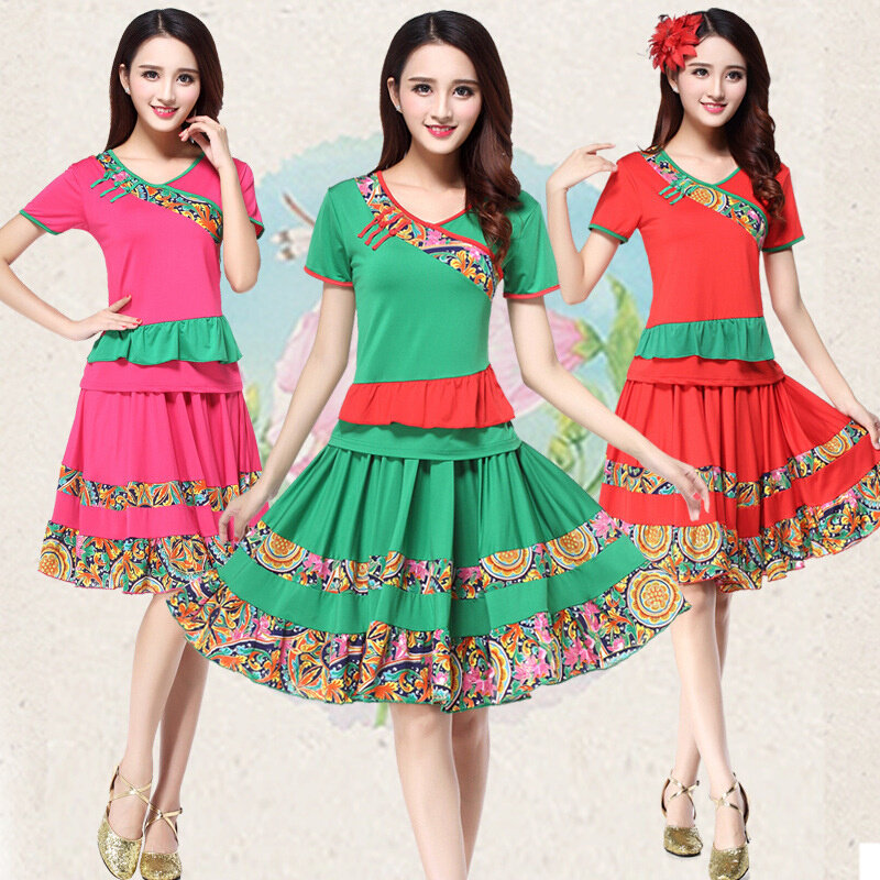 New Pint Square Dance Dress New Suit Summer Fitness Dance Square Dance Dress 11-Taobao