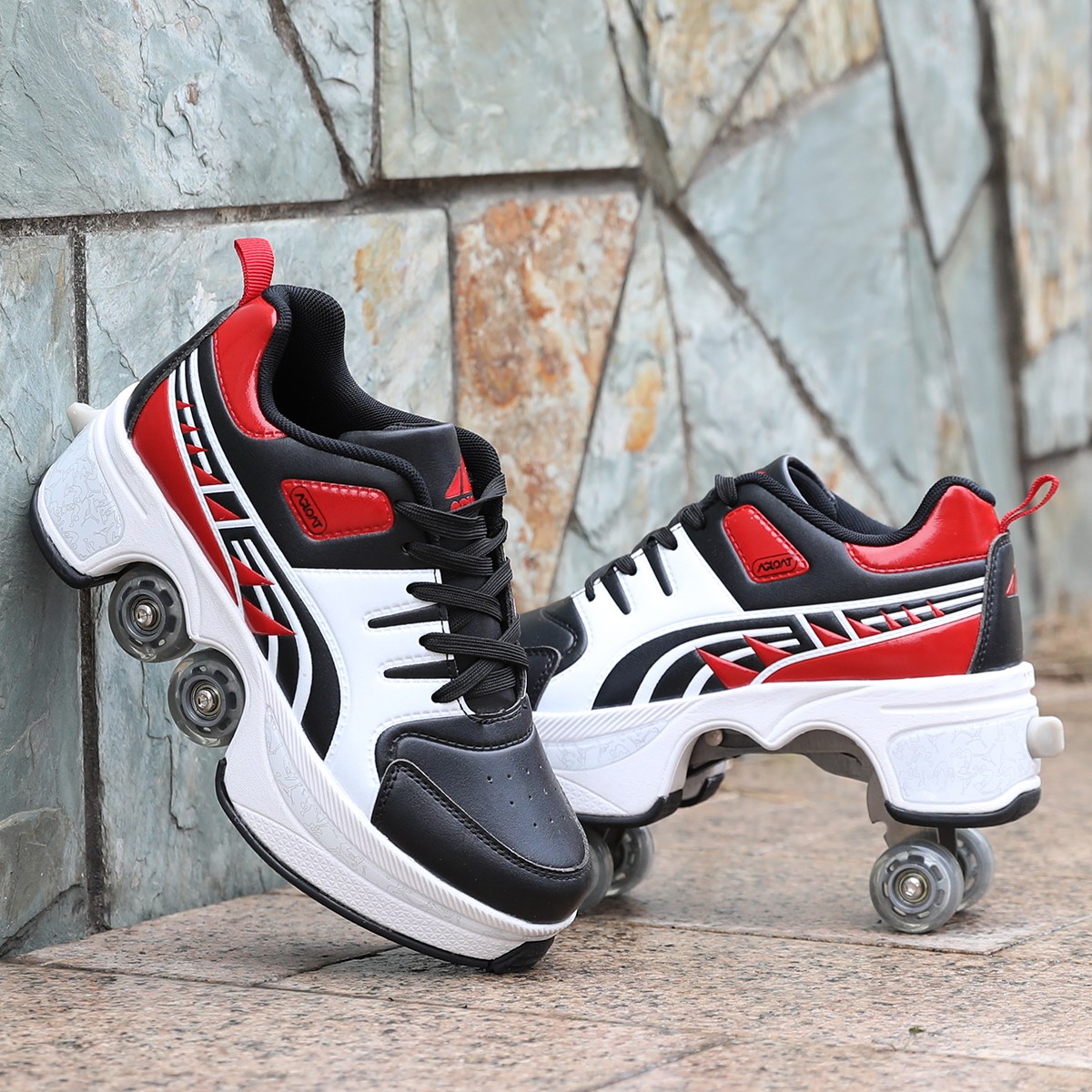 Fumbling Deformation Wheels Shoes Male Girl Girl Storm Walking shoes Walking Pulley Four Wheeled Shoes With Wheeled Shoes Wheels Slip Shoes children