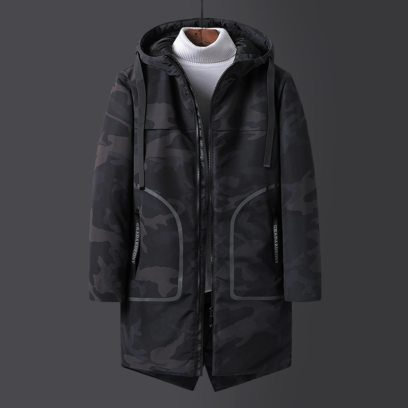 Cotton men's mid-length winter new coat Korean style trendy handsome thickened cotton-padded jacket plus fat plus size down cotton-padded jacket
