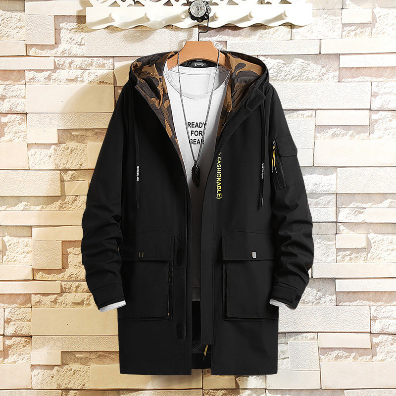 Men's jacket Spring autumn tooling jacket 2020 new chubby chubby fattening man's mid-length version of men's gats up for code