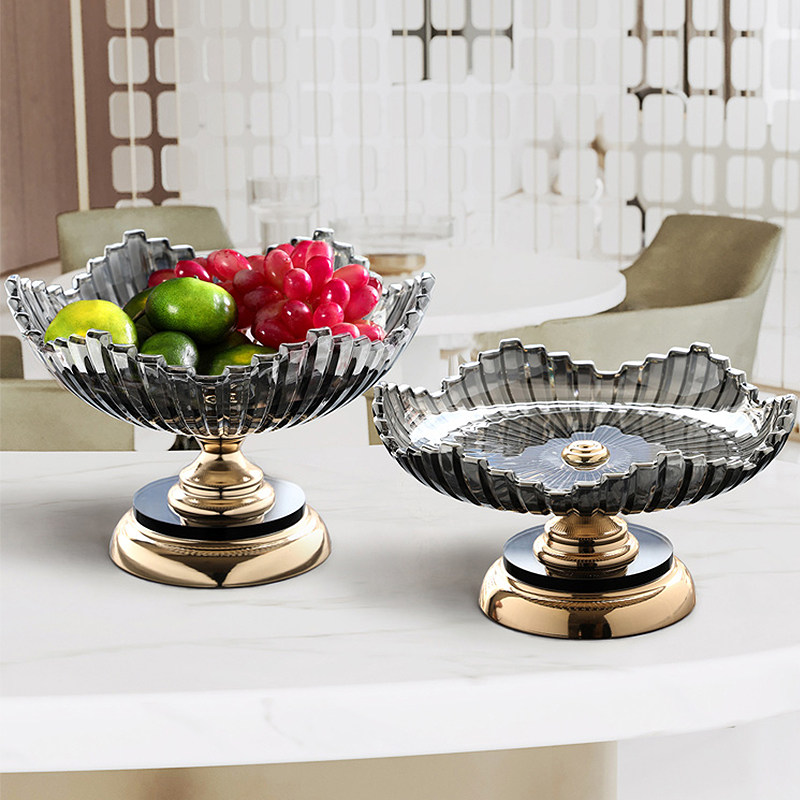 Light Extravagant Fruit Dish Home Crystal Glass Fruit Pan Snack Tray Living Room Tea Table Candy Tray Modern Minima Snack Tray