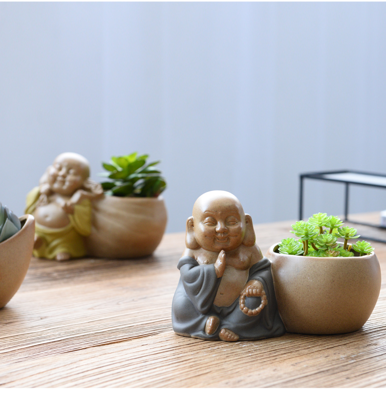 Fleshy zen flowerpot ceramic maitreya desktop furnishing articles asparagus pot potted flower implement small old running the furnishing articles flowers