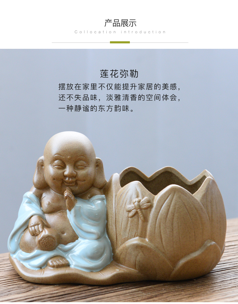 Fleshy zen flowerpot ceramic maitreya desktop furnishing articles asparagus pot potted flower implement small old running the furnishing articles flowers