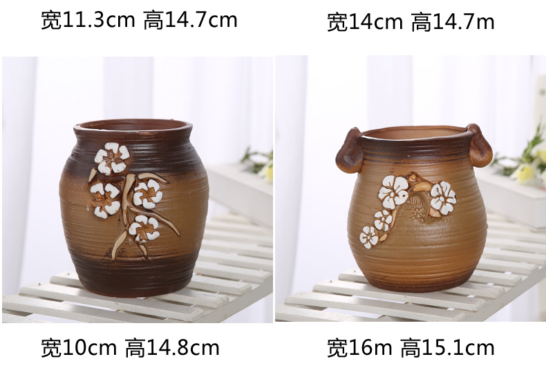 Coarse pottery breathable purple fleshy ceramic flower pot move contracted mage vase floral outraged old running dry flower, flower implement high