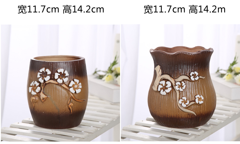 Coarse pottery breathable purple fleshy ceramic flower pot move contracted mage vase floral outraged old running dry flower, flower implement high