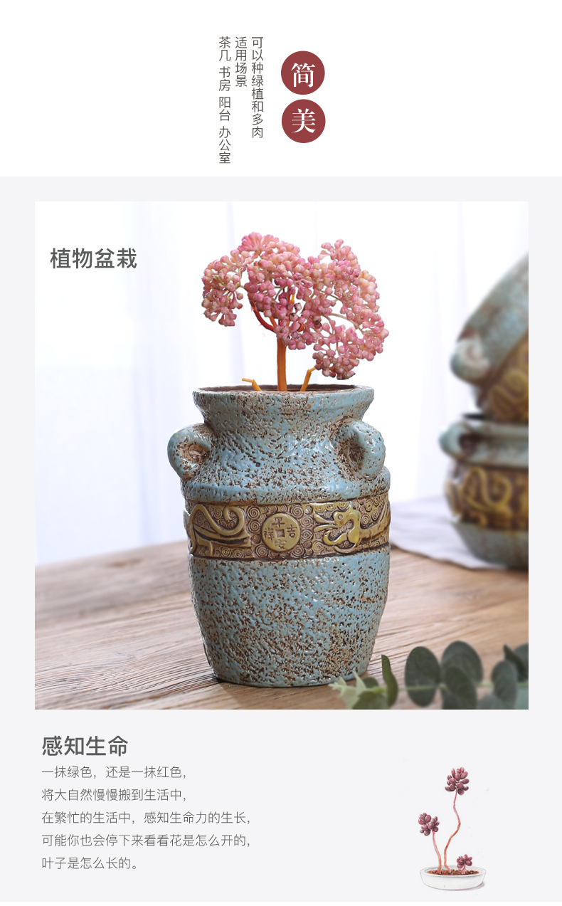 European high old com.lowagie.text.paragraph of large diameter running the meaty plant ceramic flowerpot more than meat, green asparagus flower implement extra large flower pot