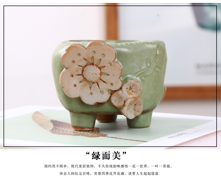 Suicy stonware mọng nước chậu cây gốm sứ phong cách châu Âu đơn giản màu tím cát thịt cũ đống cây xanh chậu chậu hoa lọ - Vase / Bồn hoa & Kệ bình cắm hoa hồng