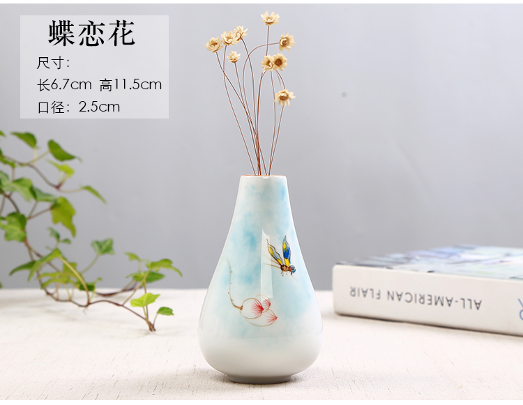 Hydroponic copper money plant grass ceramic vases, dried flowers, flowers all over the sky star flowers, white vase indoor desktop furnishing articles