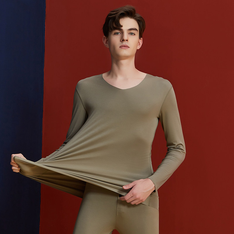 No-scratches men V collar fever clothes Youth single piece blouses Modale fever autummy jacket slim fit undershirt sashimi