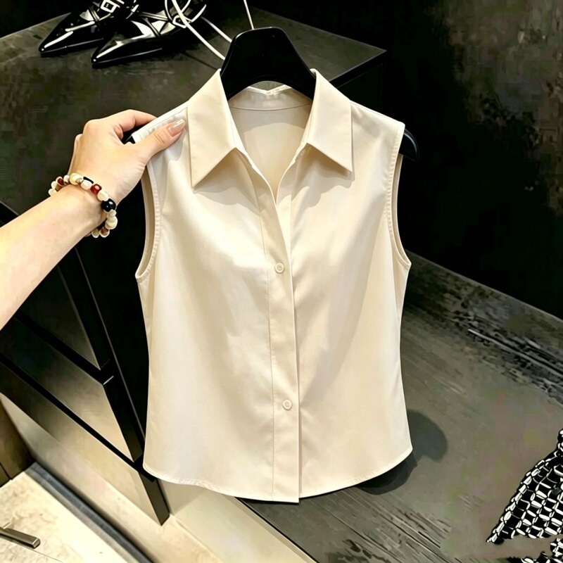 Polo Solid Color Fashionable Sleeveless Shirt Summer Loose Base Shirt New Versatile Tank Top Stylish Top