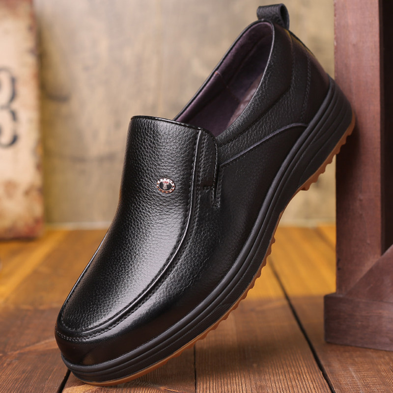 Business leather shoes men's autumn leather casual old man's dad shoes a pedal tendon sole wear-resistant non-slip driving shoes