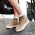 Giày da dày cashmere giày tuyết cao cổ nữ giản dị hoang dã 2018 mùa đông mới giày sinh viên Hàn Quốc giày chelsea boot Giày cao gót
