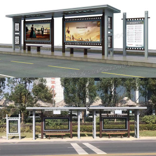 Bus stop antique bus shelter rural street stop rolling light box stainless steel bus stop customization