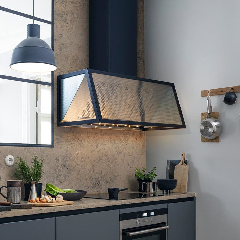 Nordic Sweden imported fjaraskupan black Fasett glass art 100cm wall-mounted range hood