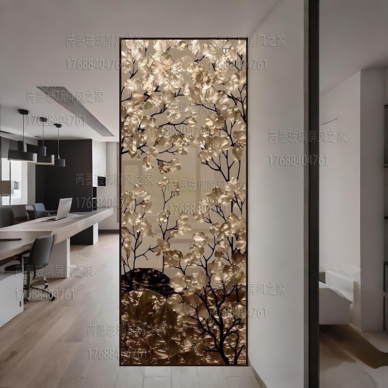 High-End Art Glass with Filigree Enamel for Villa Decoration, Living Room, Bedroom, Screen Partition, Entrance Foyer, Background Wall High-End Art Glass with Filigree Enamel for Villa Decoration, Living Room, Bedroom, Screen Partition, Entrance Foyer, Background Wall