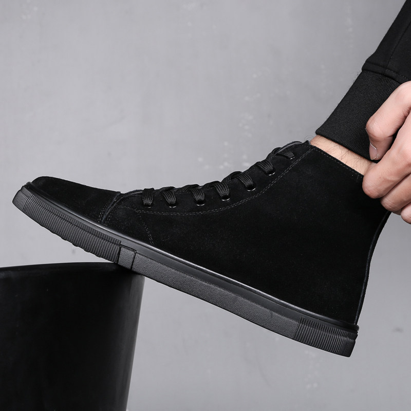 High - gang shoes men and Korean tide 2023 new leather shoes men Gao Bang shoes and black shoes shoes men