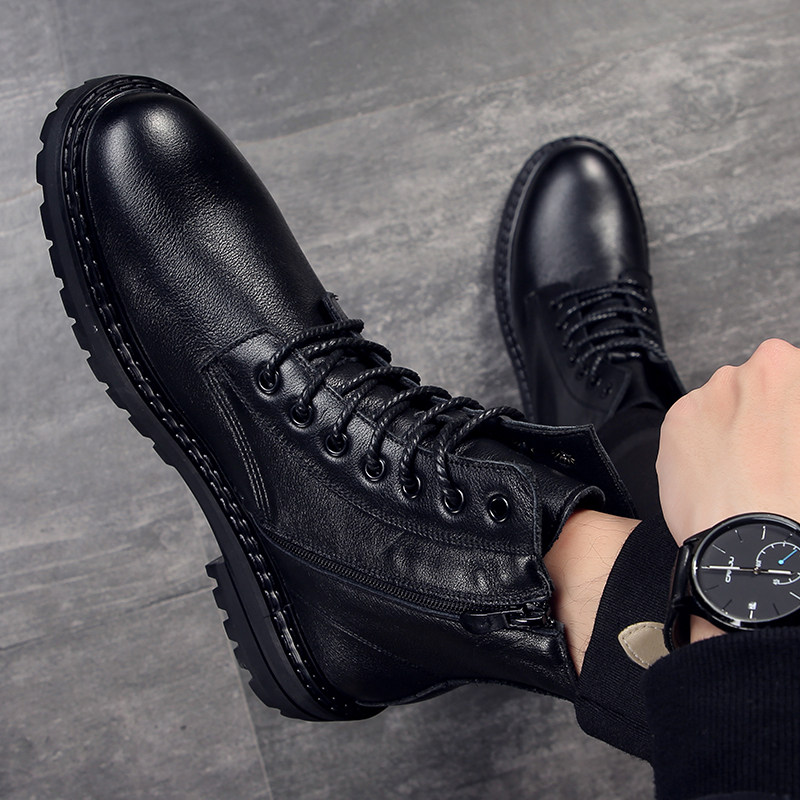 Martin boots male high cylinder leather boots 2022 new men genuine leather warm boots Korean version trendy men's shoes winter boots man