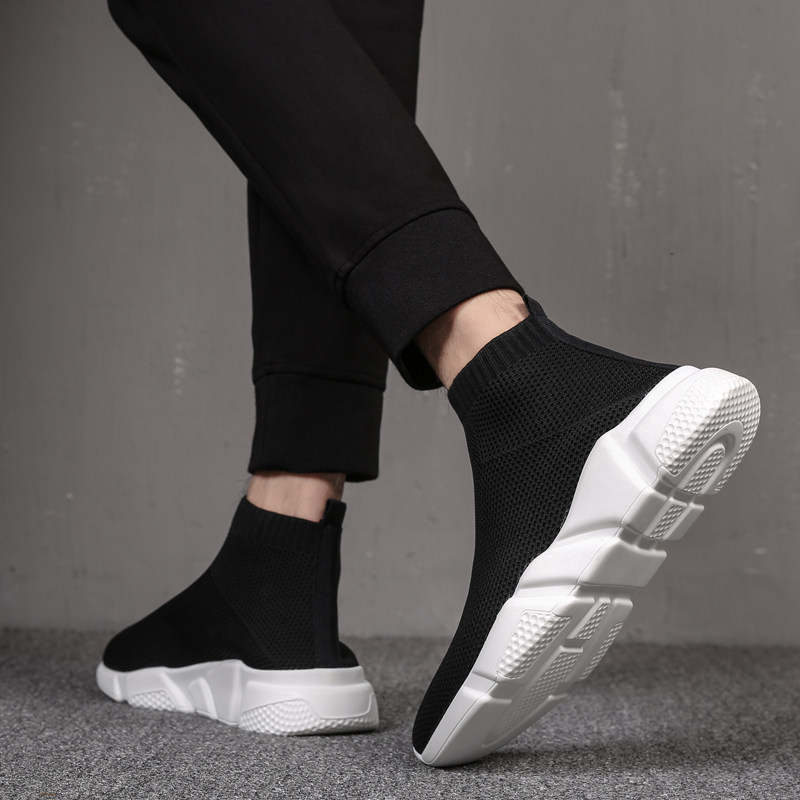 Summer breathable socks shoes men's set feet shoes men's knitted elastic shoes trend high-top sneakers men's casual shoes