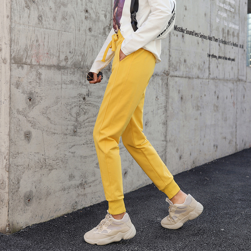Yellow Versatile Women's Sports Pants, Thin and Slim-Fit, Harem Style, Loose Joggers, Summer Casual Pants, Trendy on Instagram Yellow Versatile Women's Sports Pants, Thin and Slim-Fit, Harem Style, Loose Joggers, Summer Casual Pants, Trendy on Instagram