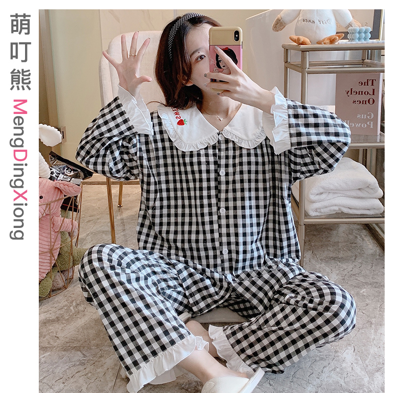 Lunar Subsuit Summer Pure Cotton Thin and Postnatal Breastfeeding Family Residence July 8 Spring pregnant woman discharged from nursing pyjamas