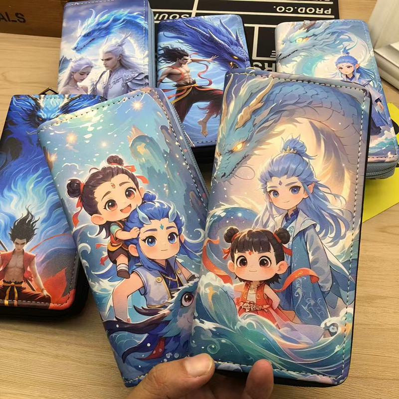 Nezha's Magic Child Naohai Children's Coin Purse Anime Men's and Women's Long Large Capacity Zipper Wallet Card Holder Mobile Phone Bag