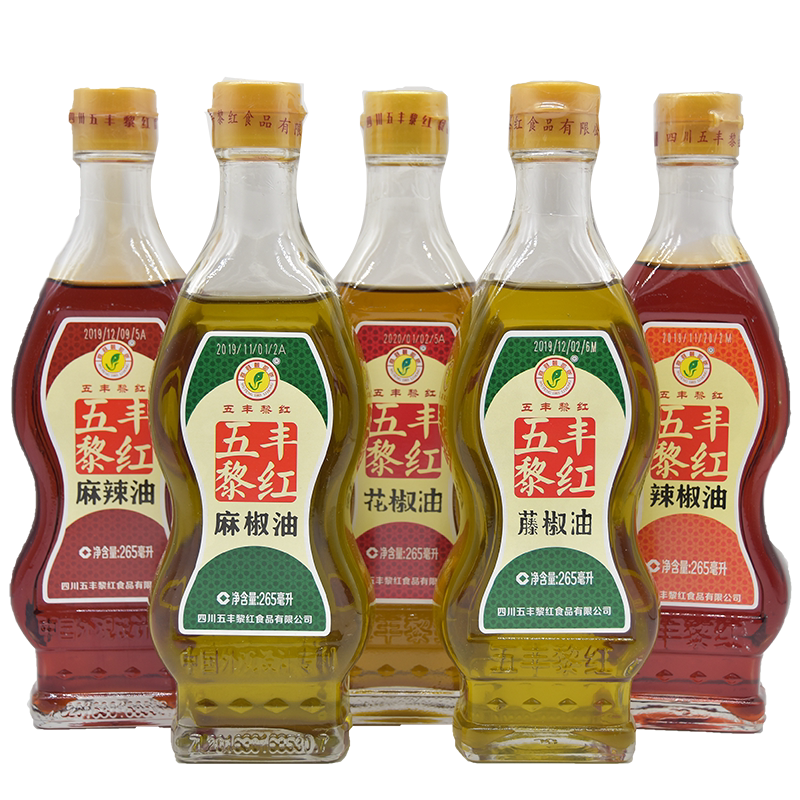 Sichuan Five-Feng Li Red 265mlx5 Bottle Pepper Oil Vine Pepper Oil Hemp Pepper Oil Hemp Hot Pepper Oil oil special product mix