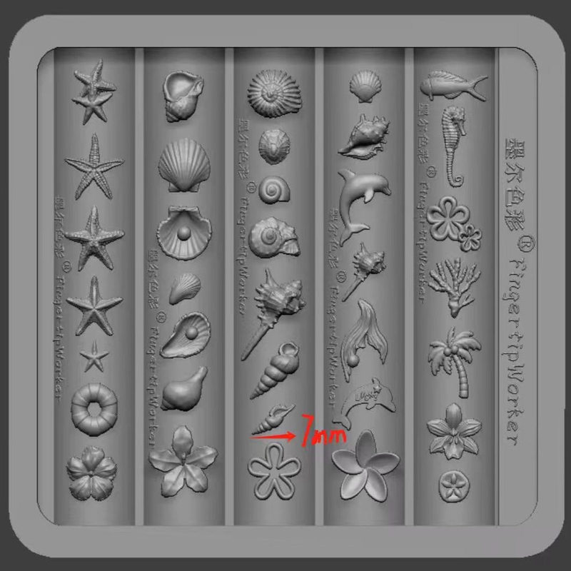 Piggy Mel Collaboration Nail Art Mold New Ocean Style Accessories Shell Flower Starfish Popular Silicone Conch