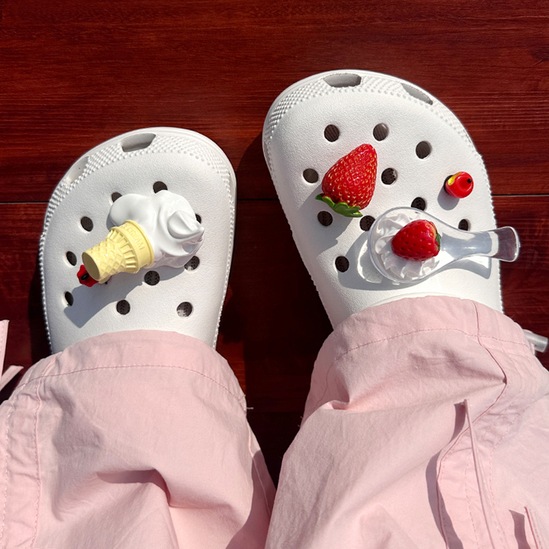 3D Ice Cream Strawberry Shoe Charms DIY Crocs Slippers Shoe Decoration Accessories