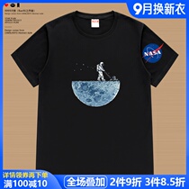 nasa Joint T-shirt mens short sleeve astronaut Hong Kong style Tide brand loose cotton student half sleeve T-shirt large size mens clothing