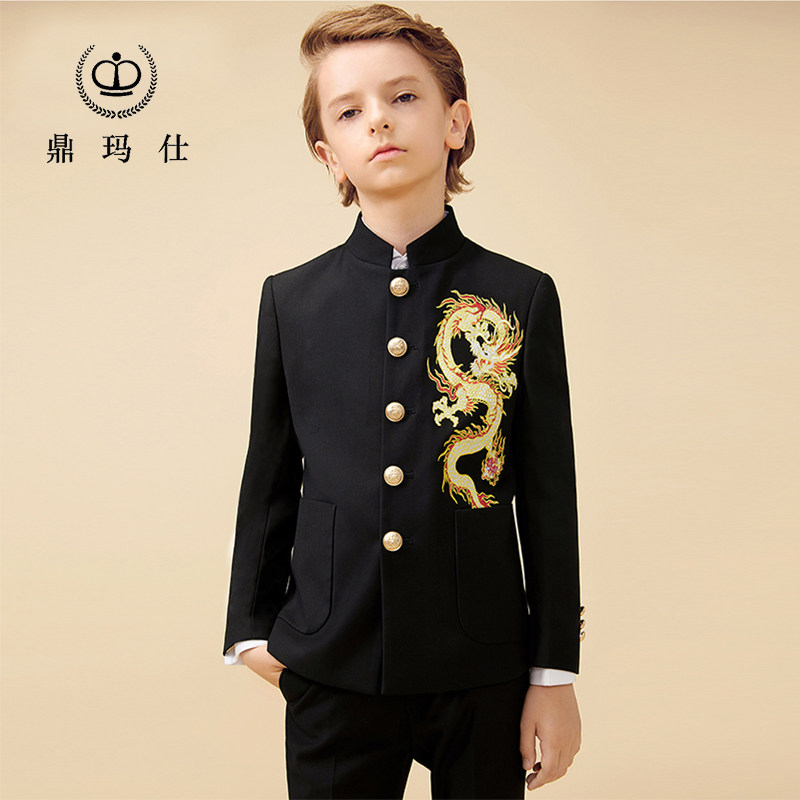 Children's suit suit suit boy flower boy Flower Boy small suit Chinese style embroidered dragon boy handsome baby year old dress Spring