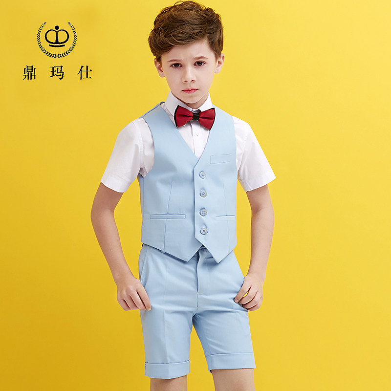 Flower Boy Gown Boy Short Sleeve Horse Chia Suit Plays Out The Walking Show Piano Performance Costume Wedding children CUHK Scout